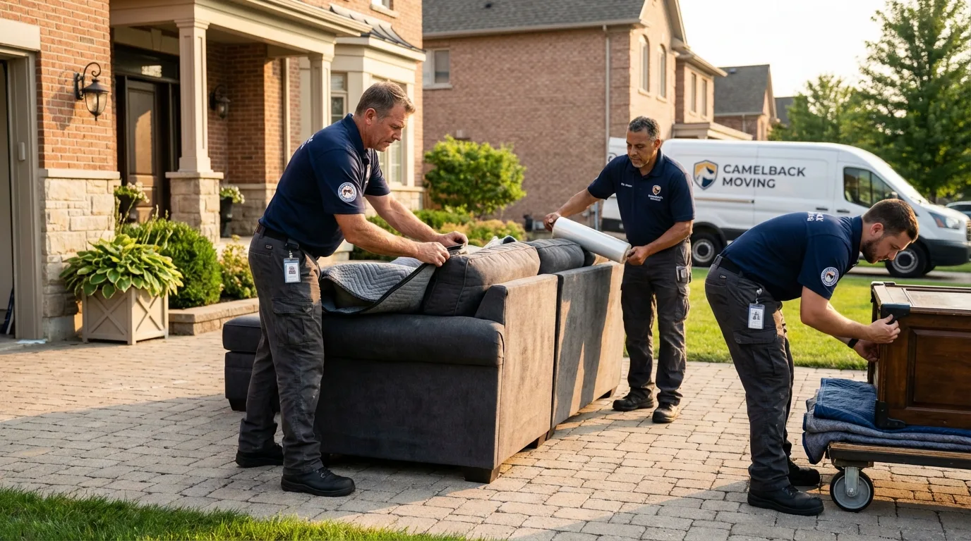 Large estate moving crew wrapping furniture in Lihue, HI